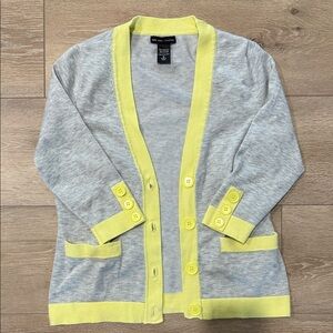 New York & Company Gray Sweater with Yellow Neckband